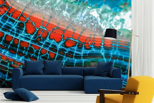 Vlies Fototapete - Blaue-rote Drachenvene 375 x 250 cm